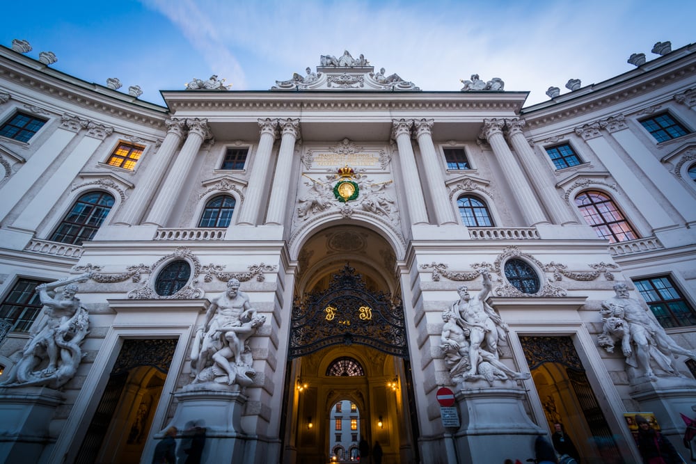 The exterior of Hofburg Palace, in Vienna, Austria.